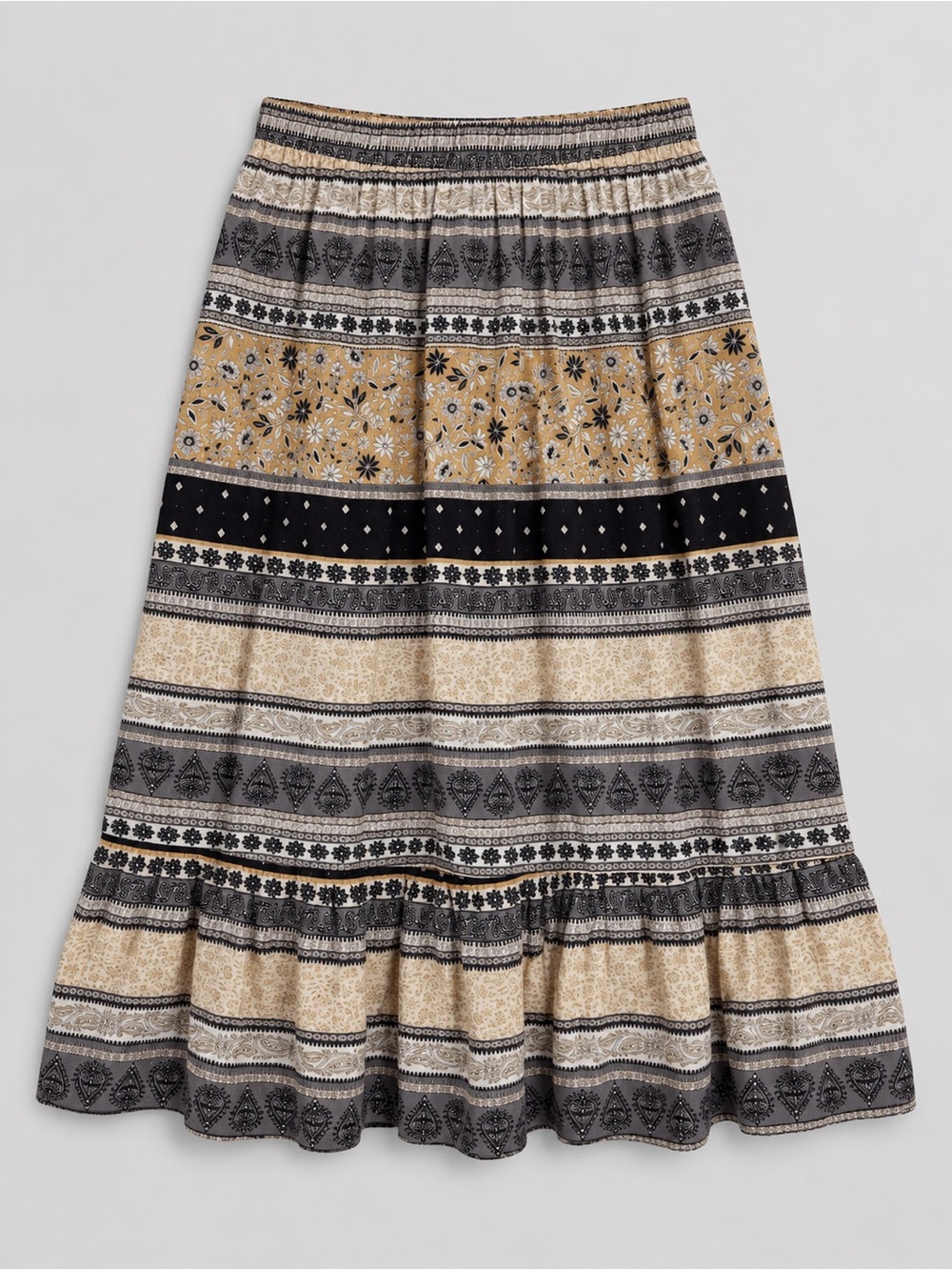 NLT Bohemian Tiered Maxi Skirt 2XL Cottage Prairie Peasant Bohemian Western